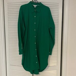 crown & ivy Emerald Green Midi Shirt Dress